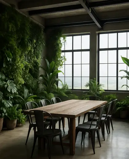 industrial indoor garden — dining room (coastal)