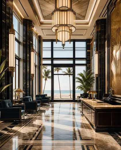 art deco office space — main hall (beach)