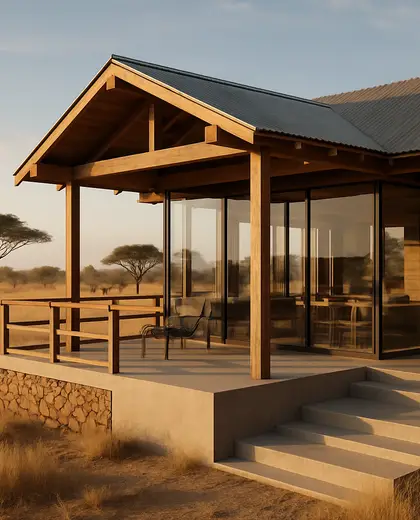 futuristic farmhouse — terrace (savanna)