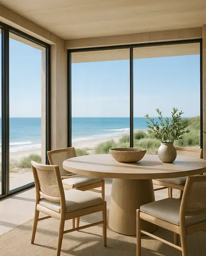 modern building — informal dining room (coastal)