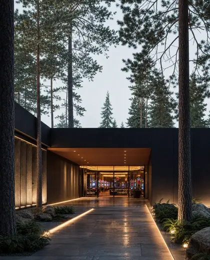 minimalist casino — entryway (forest)