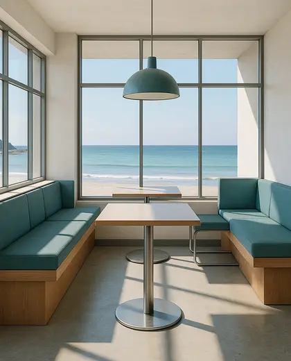 bauhaus public space — breakfast nook (coastal)