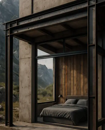 industrial facade — youth bedroom (mountain)
