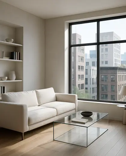 minimalist house — living room (urban)