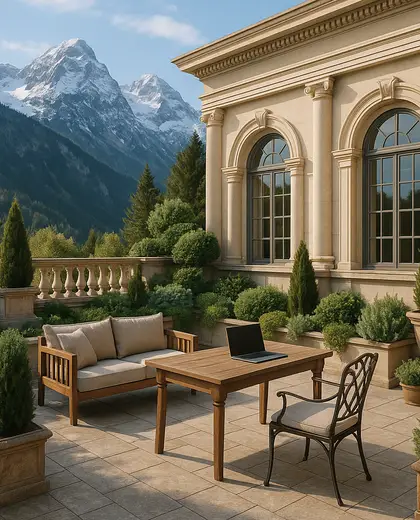 neoclassical rooftop garden — home office (alpine)