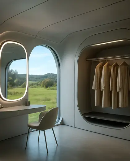 futuristic salon — dressing room (rural)
