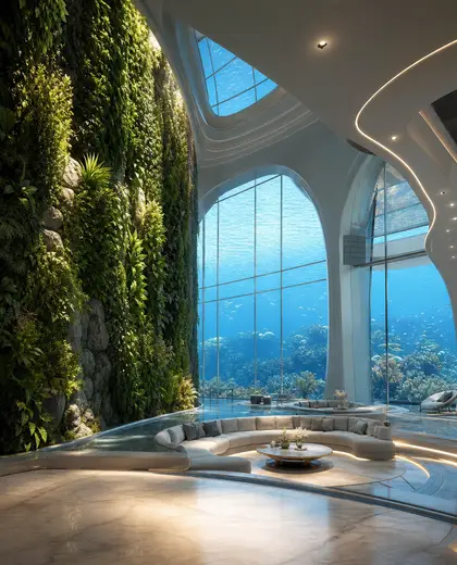 futuristic vertical garden — main hall (ocean)