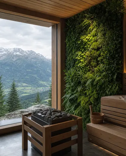 sustainable vertical garden — sauna (alpine)