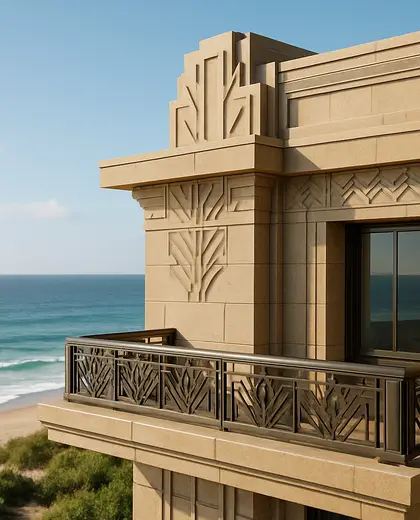 art deco building — edging (coastal)