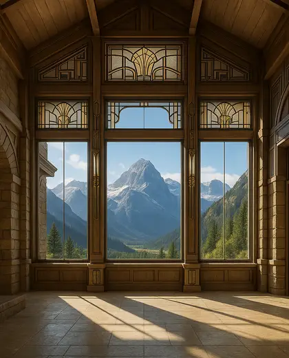art deco farmhouse — atrium (mountain)