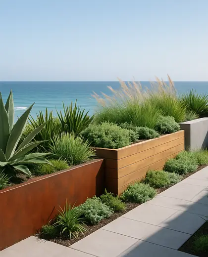 modern rooftop garden — edging (beach)