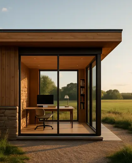 contemporary facade — home office (rural)