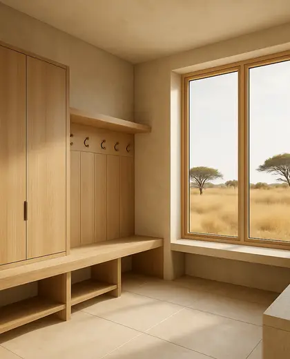 minimalist condo — mud room (savanna)