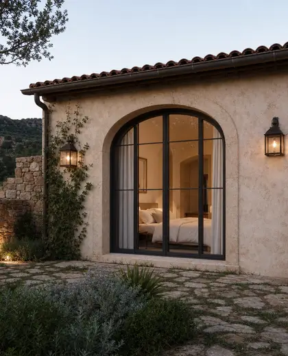 mediterranean facade — master bedroom (rural)