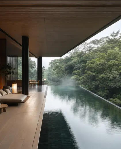 japandi penthouse — pool (forest)