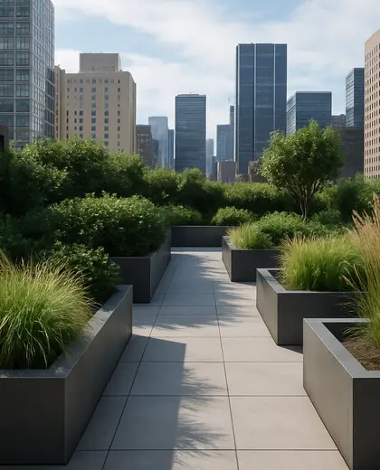 contemporary rooftop garden — edging (urban)