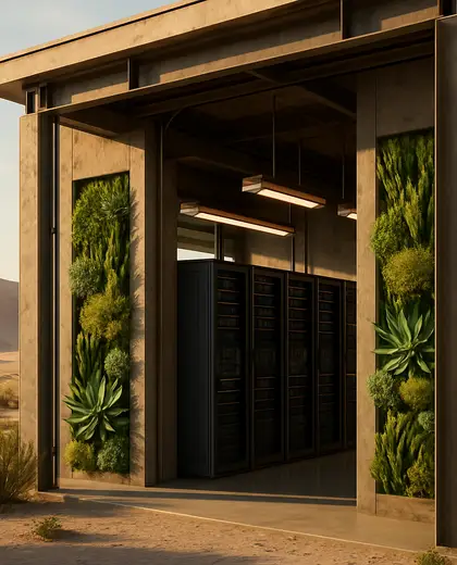 industrial vertical garden — server room (desert)