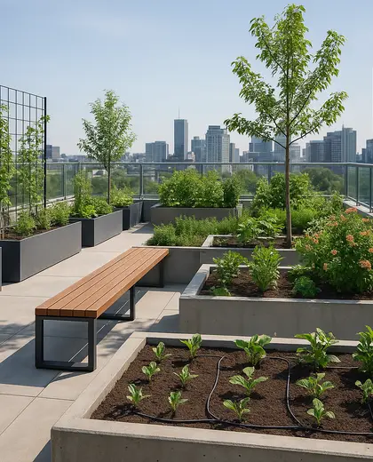 modern rooftop garden — nursery (urban)