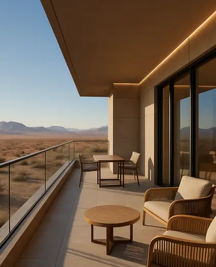 contemporary penthouse — balcony (desert)