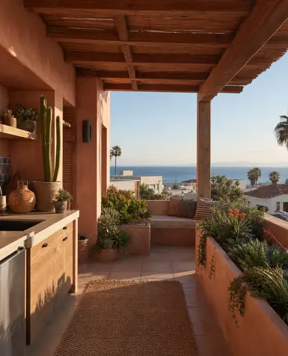 southwestern rooftop garden — small kitchen (coastal)