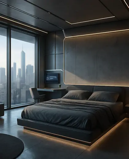 futuristic house — bedroom (urban)