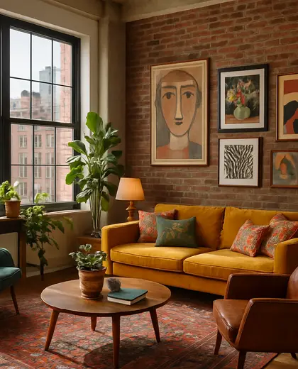 eclectic apartment — living room (urban)