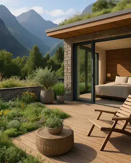 sustainable rooftop garden — bedroom (mountain)