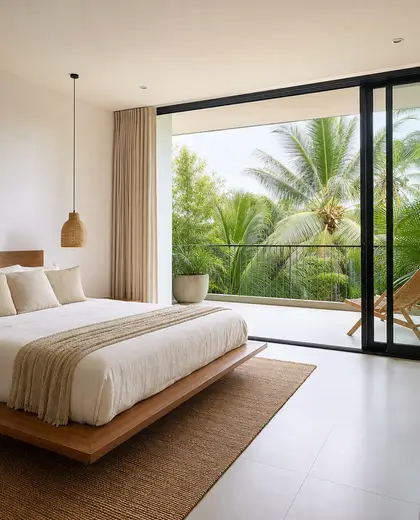 minimalist condo — bedroom (tropical)