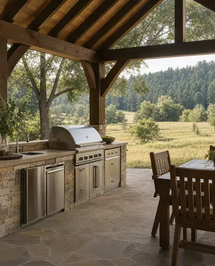craftsman salon — outdoor kitchen (rural)