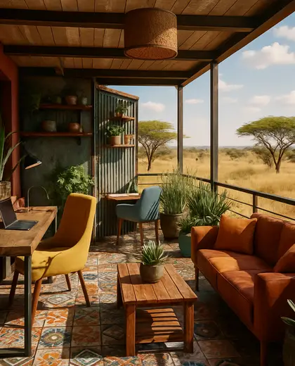 eclectic office space — balcony (savanna)