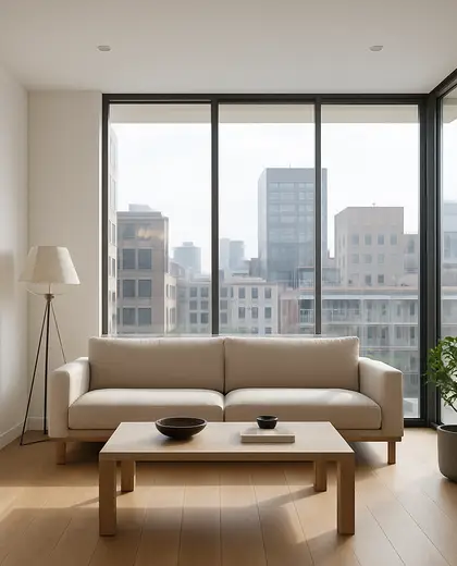 minimalist house — living room (urban)