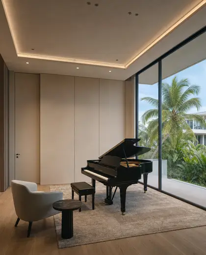 minimalist condo — music room (tropical)