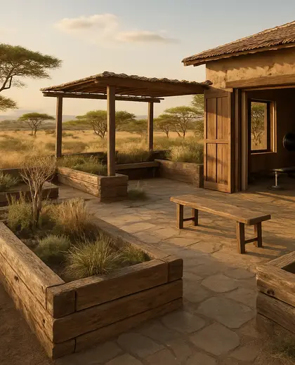 rustic rooftop garden — training room (savanna)