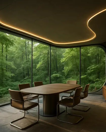 futuristic home — meeting room (forest)