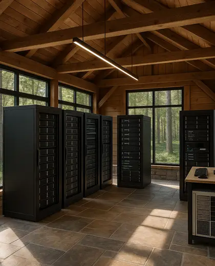 modern farmhouse — server room (forest)