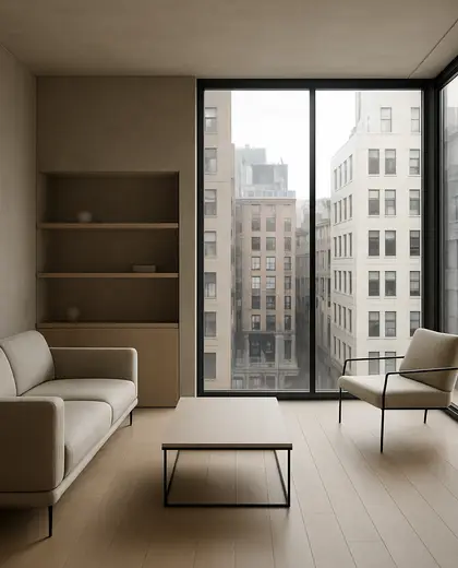 minimalist house — living room (urban)