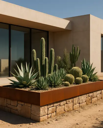 modern building — raised garden bed (desert)