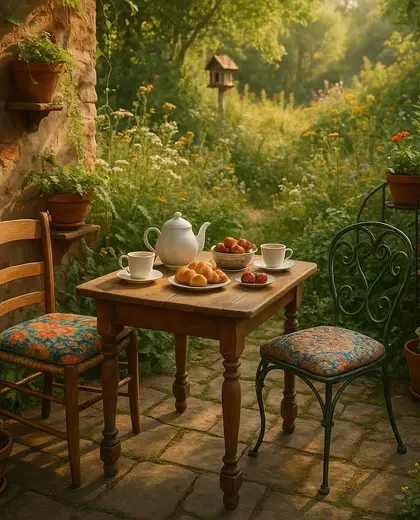 eclectic garden — breakfast nook (rural)