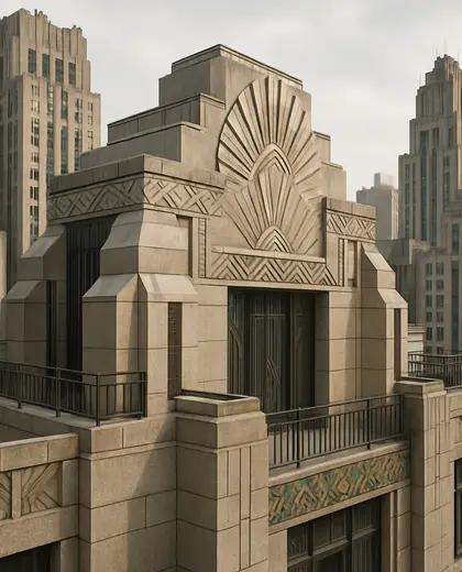 art deco building — roof (urban)