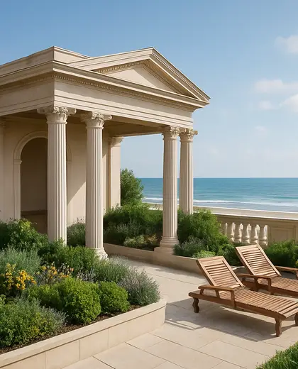 neoclassical rooftop garden — rest room (beach)