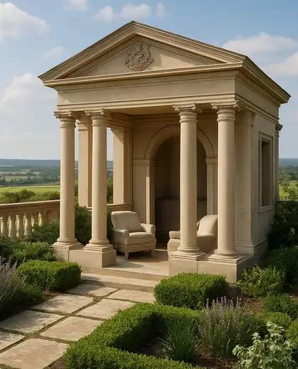 neoclassical rooftop garden — rest room (rural)