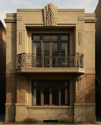 art deco house — balcony (urban)