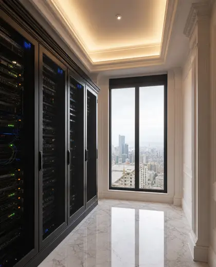neoclassical penthouse — server room (urban)