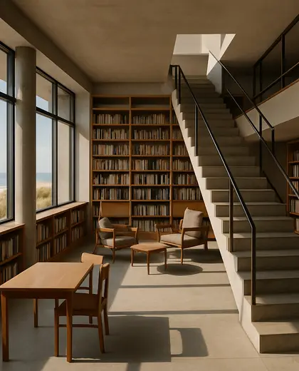 bauhaus hotel — library (coastal)