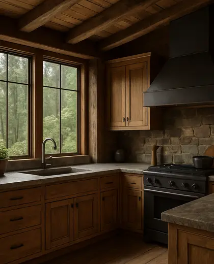 rustic house — kitchen (forest)