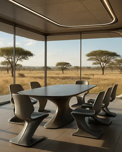 futuristic backyard — formal dining room (savanna)