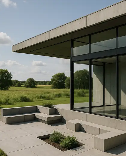 futuristic facade — patio (rural)