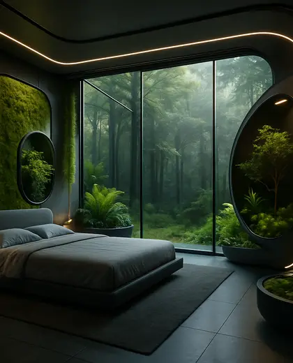 futuristic indoor garden — master bedroom (forest)