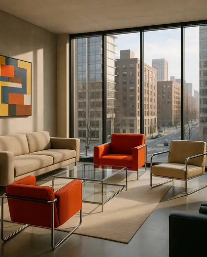 bauhaus hotel — living room (urban)