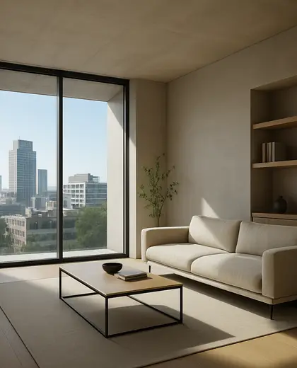 minimalist house — living room (urban)